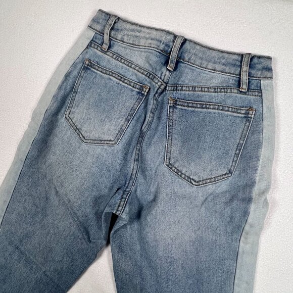 PacSun Womens Blue Jeans Size 24 x 23 Mom Jean Raw Hem Light Wash Two Tone Denim - Picture 4 of 13